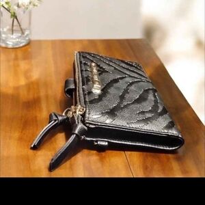 Betsey Johnson Wristlet Wallet Black Floral Lining